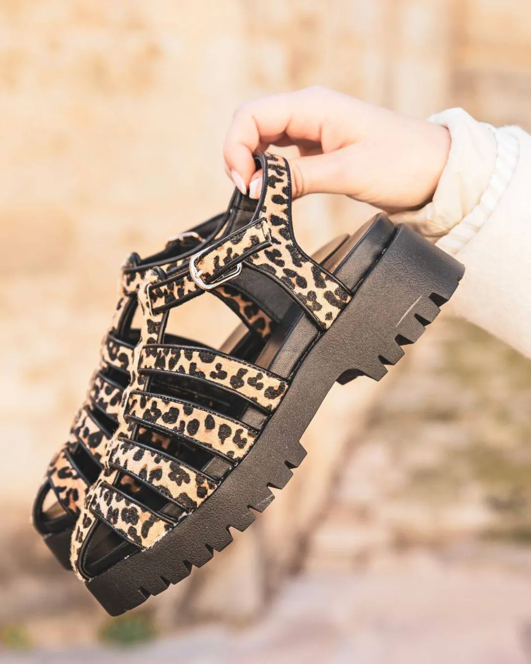 Outlet Casual Mode Sandale femme plateforme confort motif léopard - Margaux Leopard