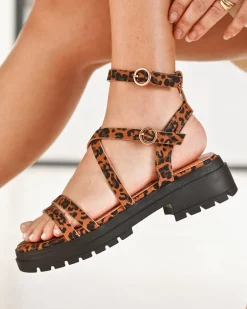 Hot Casual Mode Sandale femme plateforme léopard - Jolene Leopard