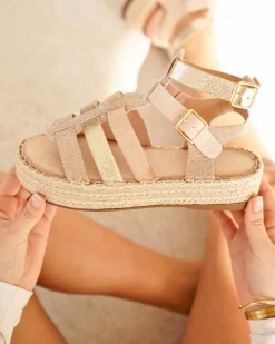 Clearance Casual Mode Sandale femme plateforme - Hélena Taupe