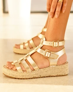 Discount Casual Mode Sandale femme platefme spartiate dée - Débah Or