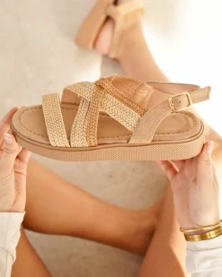 Online Casual Mode Sandale femme plateforme - Édina Camel