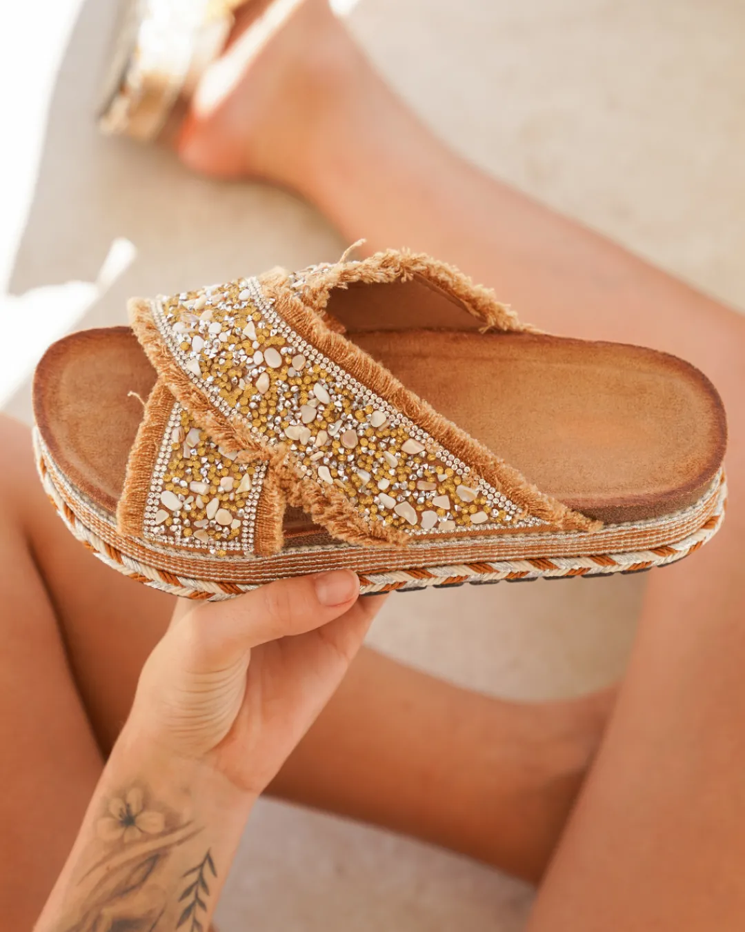 Clearance Casual Mode Sandale femme plateforme mule - Novella Camel