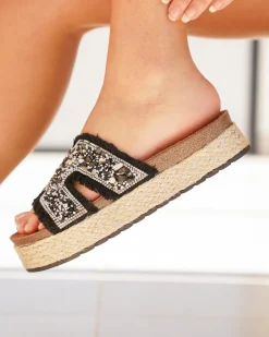 Discount Casual Mode Sandale femme plateforme mule e - Mercedes Noir