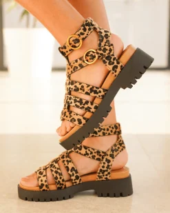 New Casual Mode Sandale femme plateforme confort léopard - Olga Leopard