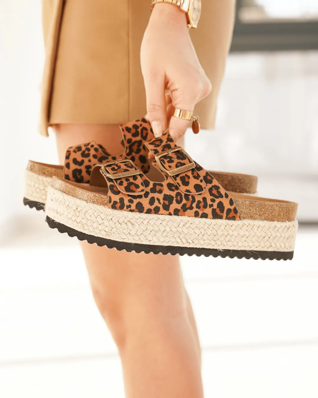 Fashion Casual Mode Sandale femme plateforme mule léopard - Bétina Leopard