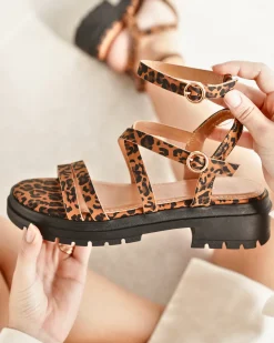 Hot Casual Mode Sandale femme plateforme léopard - Jolene Leopard