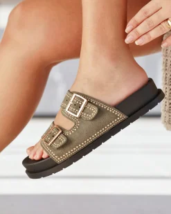 Fashion Casual Mode Sandale femme plateforme mule - Calista Kaki