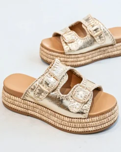 Fashion Casual Mode Sandale femme platefme dée - Rosanna Or