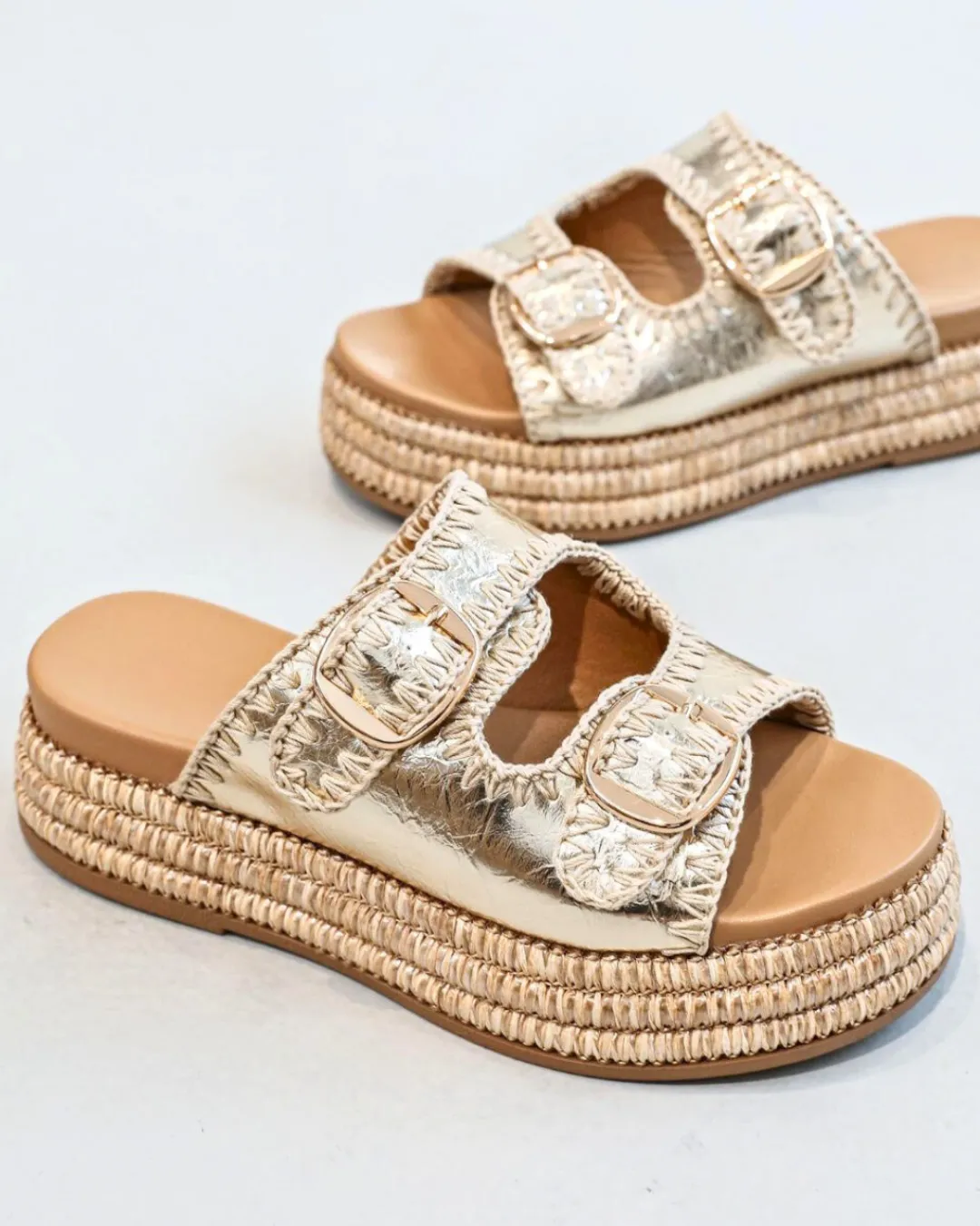 Fashion Casual Mode Sandale femme platefme dée - Rosanna Or