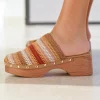 Sale Casual Mode Sandale femme talon carré multicolore - Floriane Taupe
