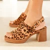 Outlet Casual Mode Sandale femme talon carré léopard - Garance Leopard