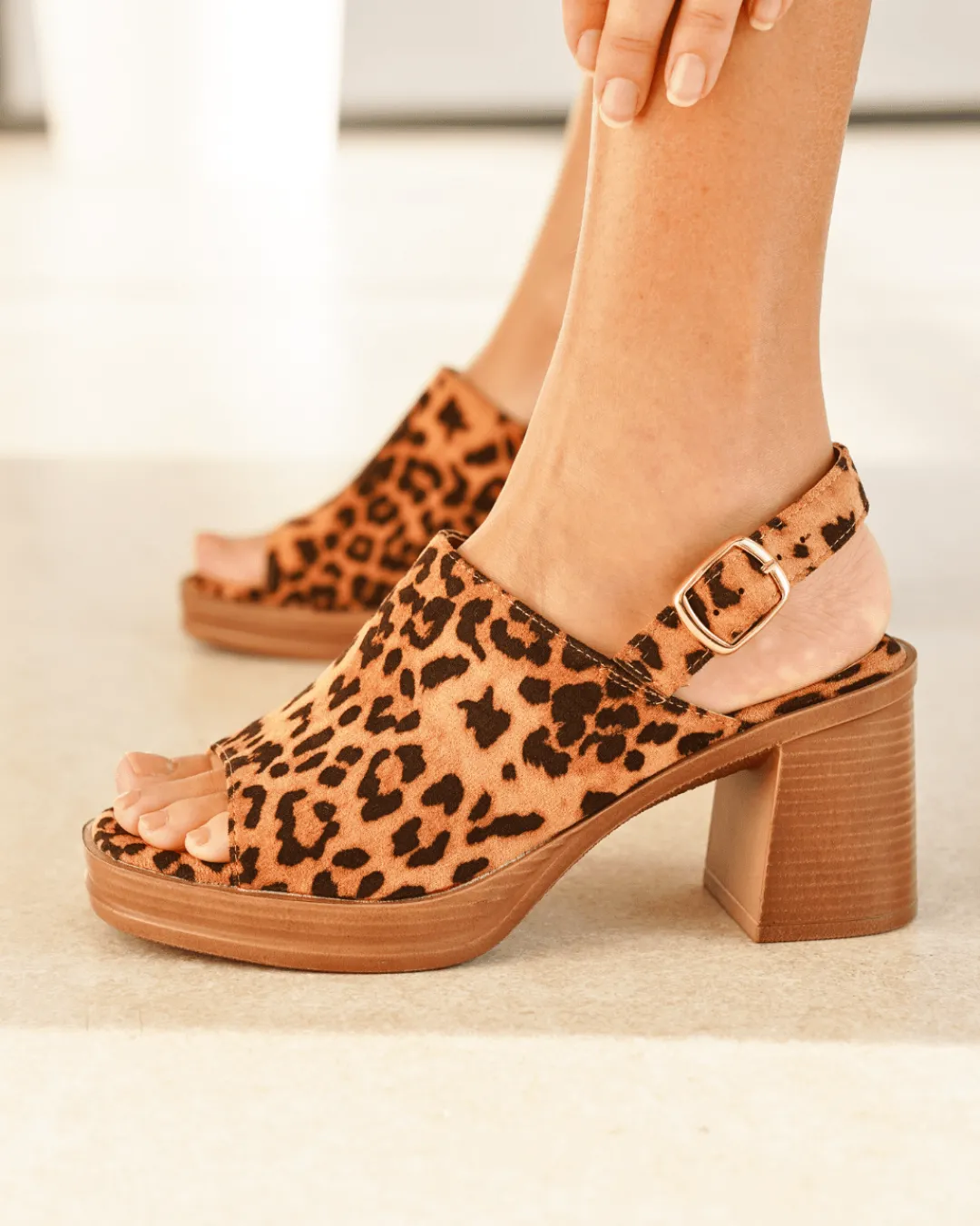 Outlet Casual Mode Sandale femme talon carré léopard - Garance Leopard