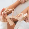 Outlet Casual Mode Sandale femme talon carré - Léna Beige