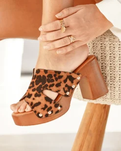 Hot Casual Mode Sandale femme talon carré mule léopard - Donia Leopard