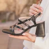 Best Casual Mode Sandale femme talon carré - Aude Noir