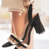 New Casual Mode Sandale femme talon carré - Jade Noir