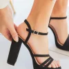 Fashion Casual Mode Sandale femme talon carré - Léonie Noir