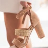 Fashion Casual Mode Sandale femme talon carré - Louise Camel