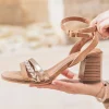 Fashion Casual Mode Sandale femme talon carré - Lylou Camel