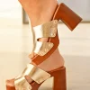 Hot Casual Mode Sandale femme talon carré mule dée - Donia Or