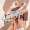 Sale Casual Mode Sandale femme talon carré é - Laurence Argent