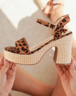 Sale Casual Mode Sandale femme talon carré léopard - Laurie Leopard