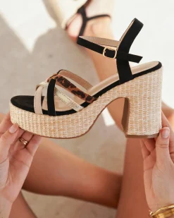Online Casual Mode Sandale femme talon carré e - Léonce Noir