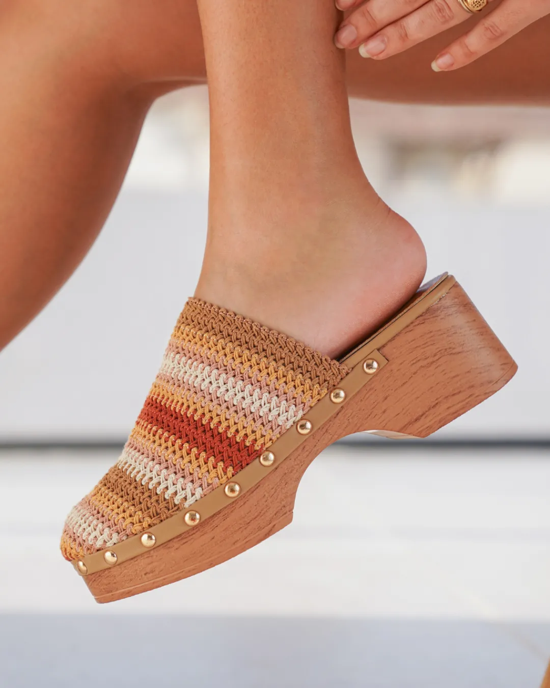 Sale Casual Mode Sandale femme talon carré multicolore - Floriane Taupe