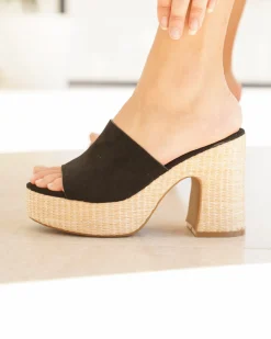 Hot Casual Mode Sandale femme talon carré e - Sabrina Noir