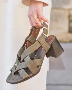 Fashion Casual Mode Sandale femme talon carré - Apolline Kaki