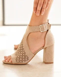 Discount Casual Mode Sandale femme talon carré - Maïssane Taupe