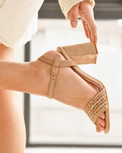 Discount Casual Mode Sandale femme talon carré - Lisette Camel