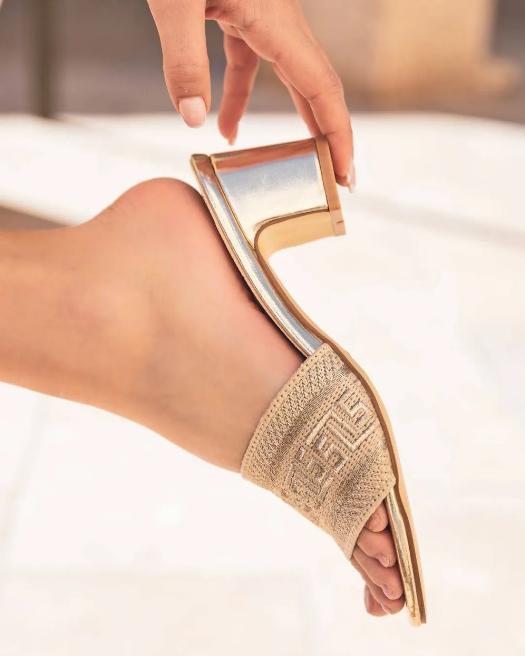 New Casual Mode Sandale femme talon carré mule dé - Lisa Or