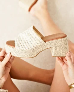 Sale Casual Mode Sandale femme talon carré - Nadia Beige