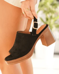 Fashion Casual Mode Sandale femme talon carré e - Garance Noir