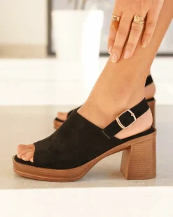 Fashion Casual Mode Sandale femme talon carré e - Garance Noir