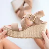 Clearance Casual Mode Sandale femme talon compensée daim - Maëlle Taupe