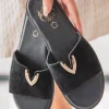 New Casual Mode Sandale plate en cuir e femme - MJNP88 Noir