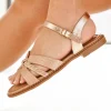 Hot Casual Mode Sandale plate femme - Jasmine Champagne